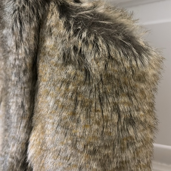 Weatherproof reversible faux fur and brown SZ L high funnel neck puffy gorpcore - Picture 4 of 16